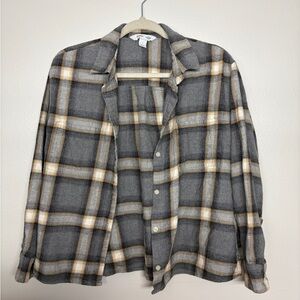 Old Navy Gray and Tan Plaid Flannel